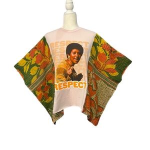 NWT Handcrafted Aretha Franklin T-shirt Kantha Tunic One Size Fits Most